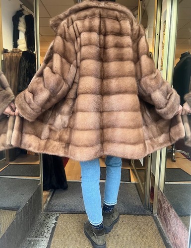 Nerzjacke nerz pelz quer braun - quer,