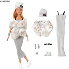 Mode Grau Pelz Schal Mantel