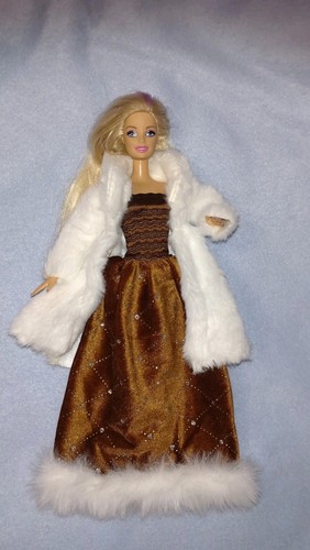 Barbie kleid pelz fell - kleid, mantel